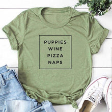 Load image into Gallery viewer, PUPPIES WINE PIZZA NAPS T-shirt