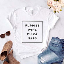 Load image into Gallery viewer, PUPPIES WINE PIZZA NAPS T-shirt