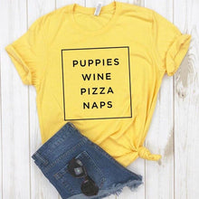 Load image into Gallery viewer, PUPPIES WINE PIZZA NAPS T-shirt