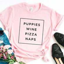 Load image into Gallery viewer, PUPPIES WINE PIZZA NAPS T-shirt
